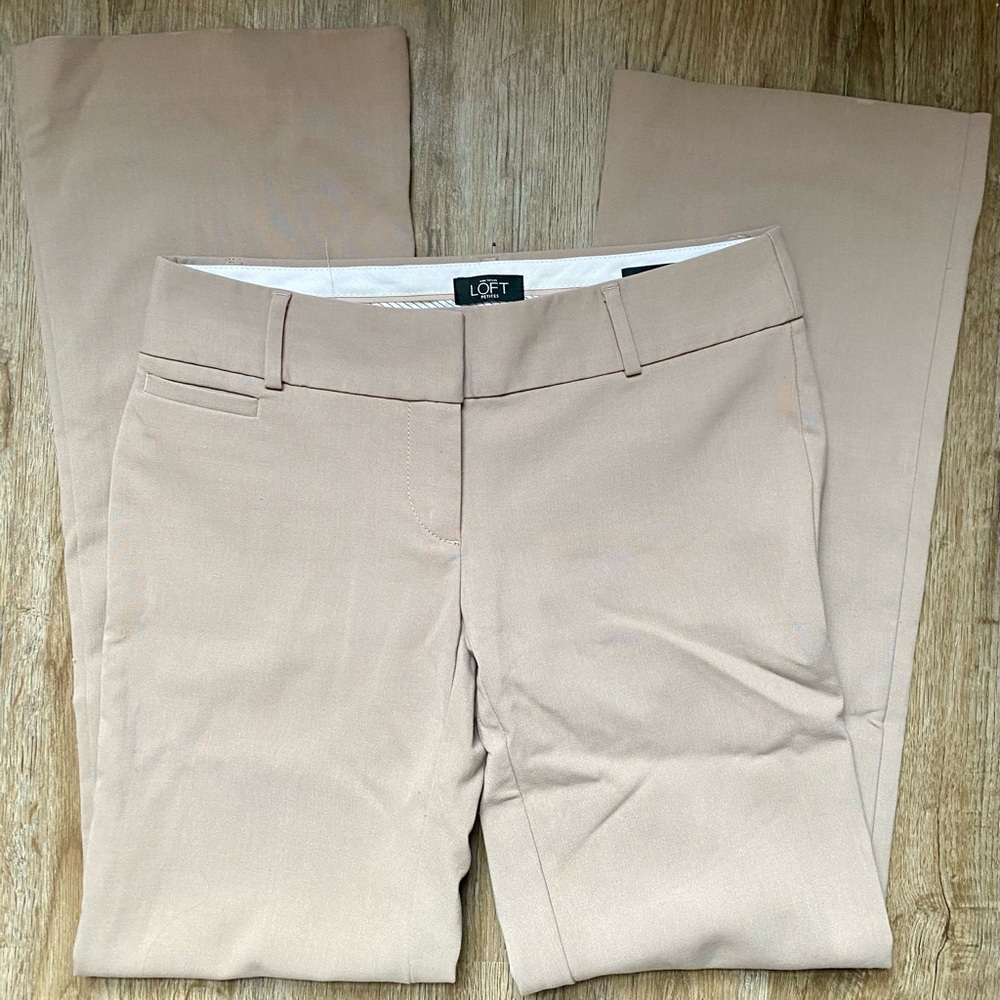 Ann Taylor Loft Petites Size 00 Sand Beige Tan Bootcut Marisa Trouser Pants